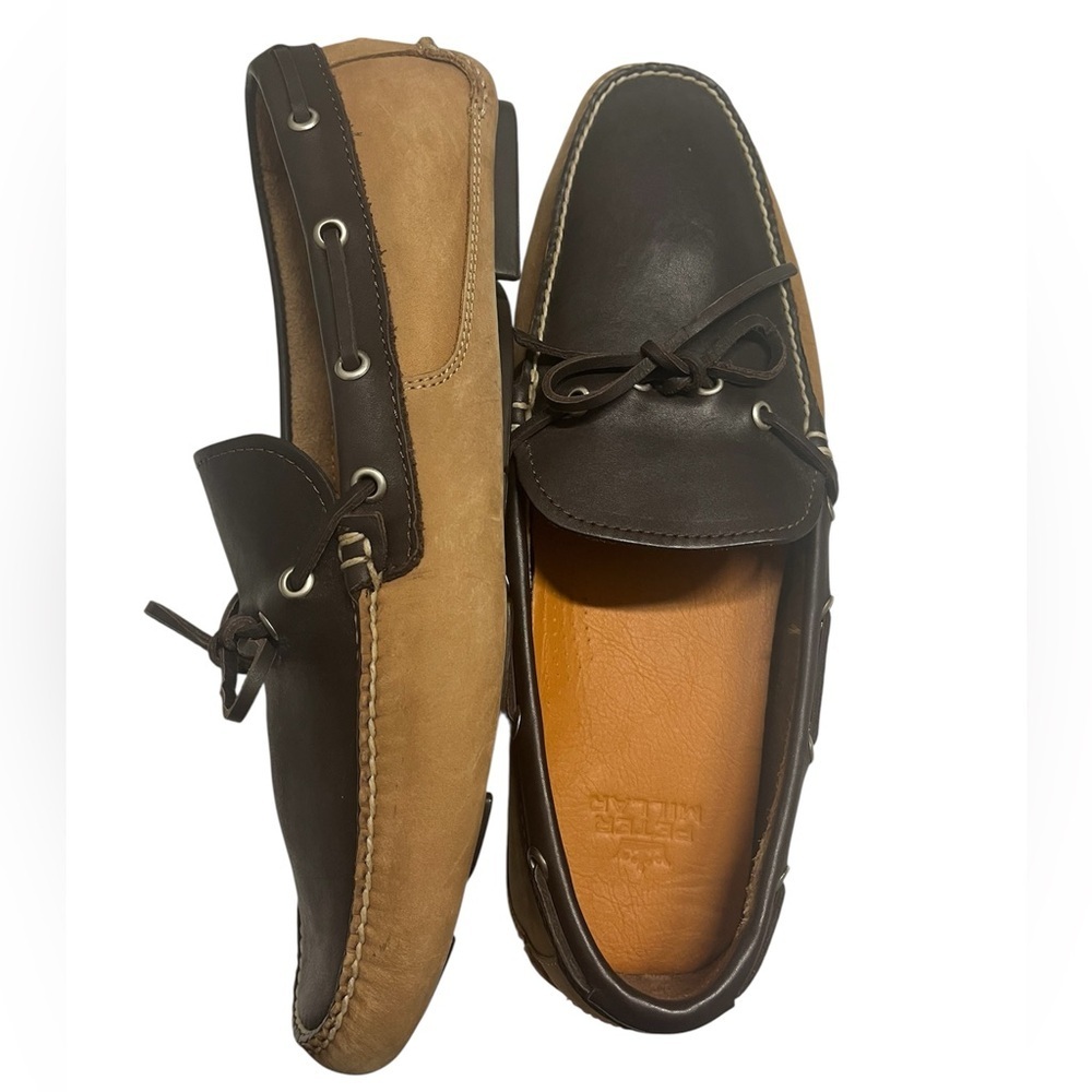 Peter Millar Leather and Suede Driving Loafer Brown/Tan size 11.5